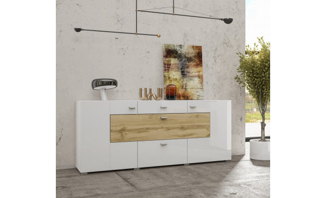 Sekcija COBY 247JMB10 Biały Połysk / Dąb Wotan